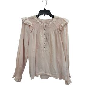 La Vie Rebecca Taylor soft pink button-front blouse in 100% cotton